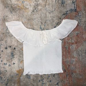 White Off the Shoulder Crop Top